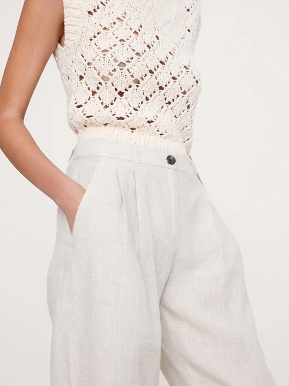 BANANA REPUBLIC The Soho Wide Leg Pants in Linen-Natural US 18